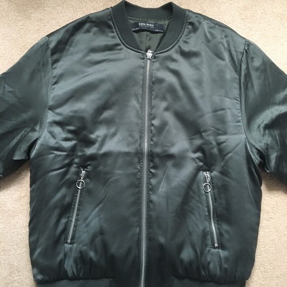 Zara | Green, satin-effect bomber jacket | Small - Picture 2 of 4